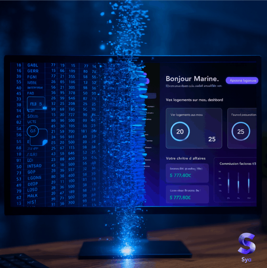 Interface numérique illustrant un logiciel de gestion pour conciergeries, plus performant qu’un tableur classique.